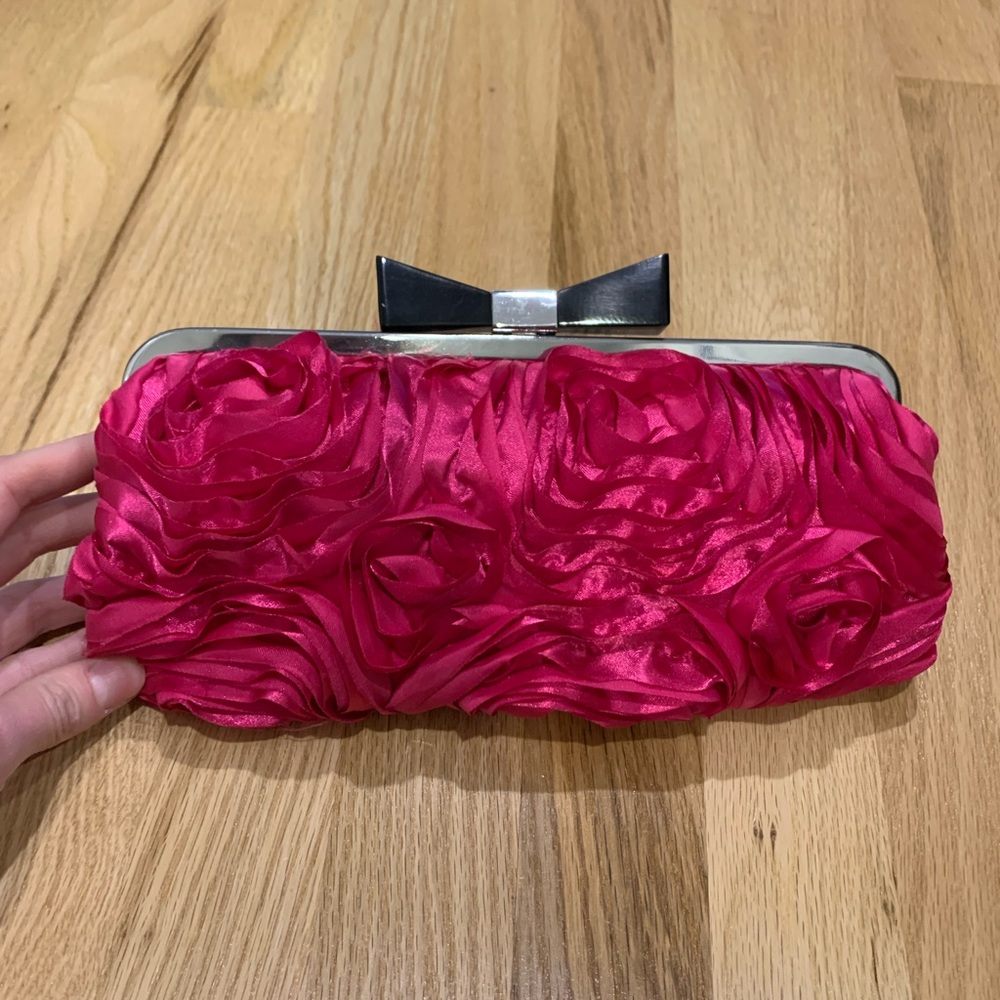 Expressions NYC Hot Pink Satin Clutch